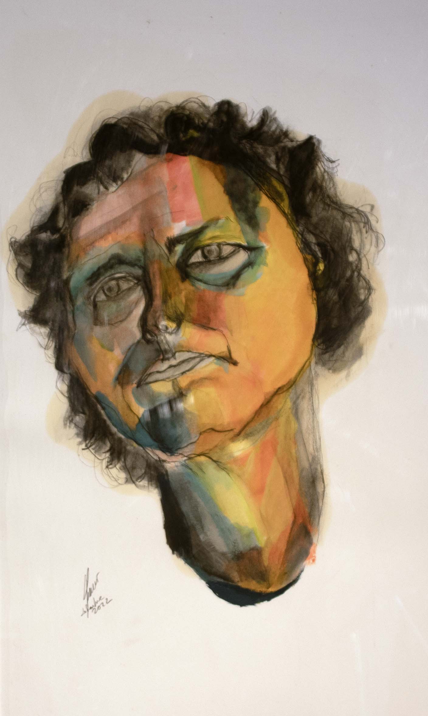 Autoretrat — Aquarel·la i grafit sobre paper